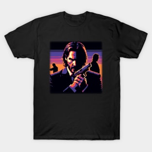 Pixel John Wick Retro San T-Shirt